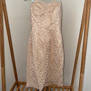 Vintage Silk Strapless Couture Lace Dress